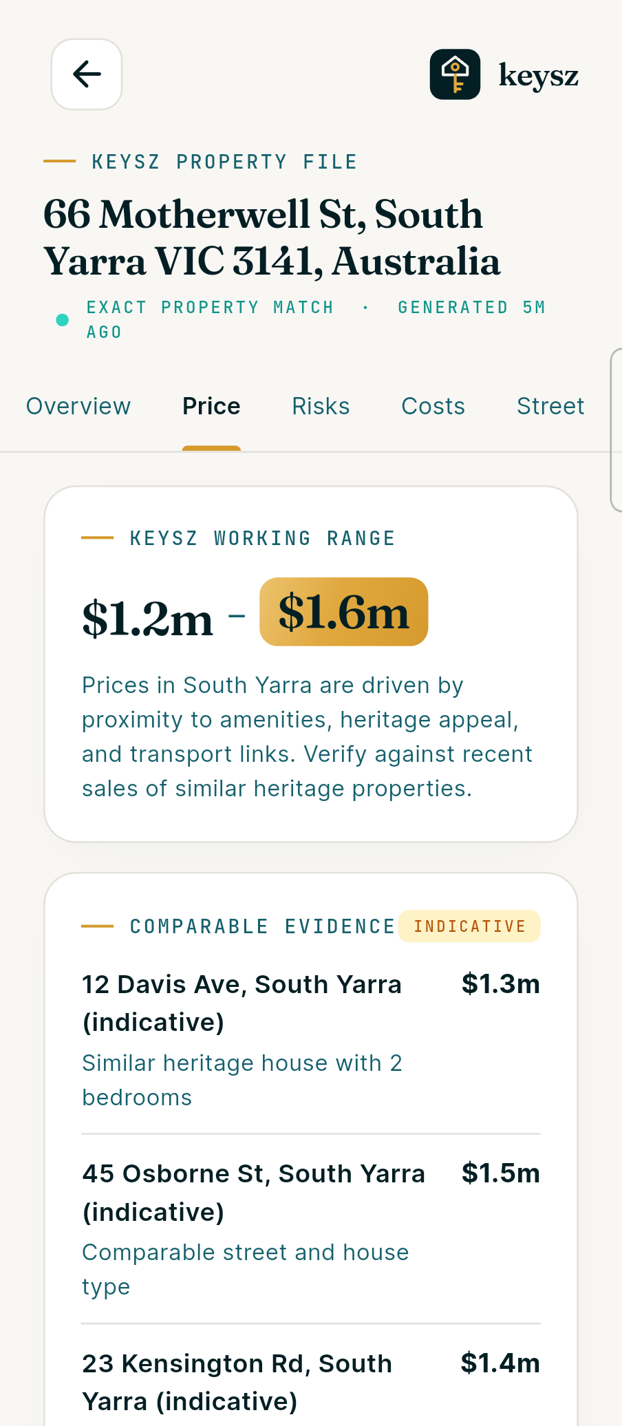 keysz app - Price guide & walk-away number